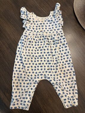 Pink Chicken White Romper with Blueberry  Print